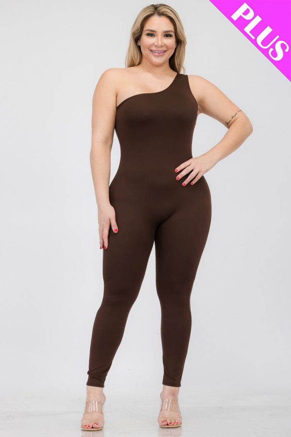Plus Size Solid Color One Shoulder Jumpsuit (CAPELLA) - Image 14