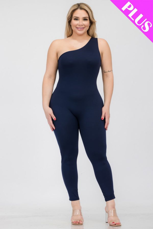 Plus Size Solid Color One Shoulder Jumpsuit (CAPELLA) - Image 17