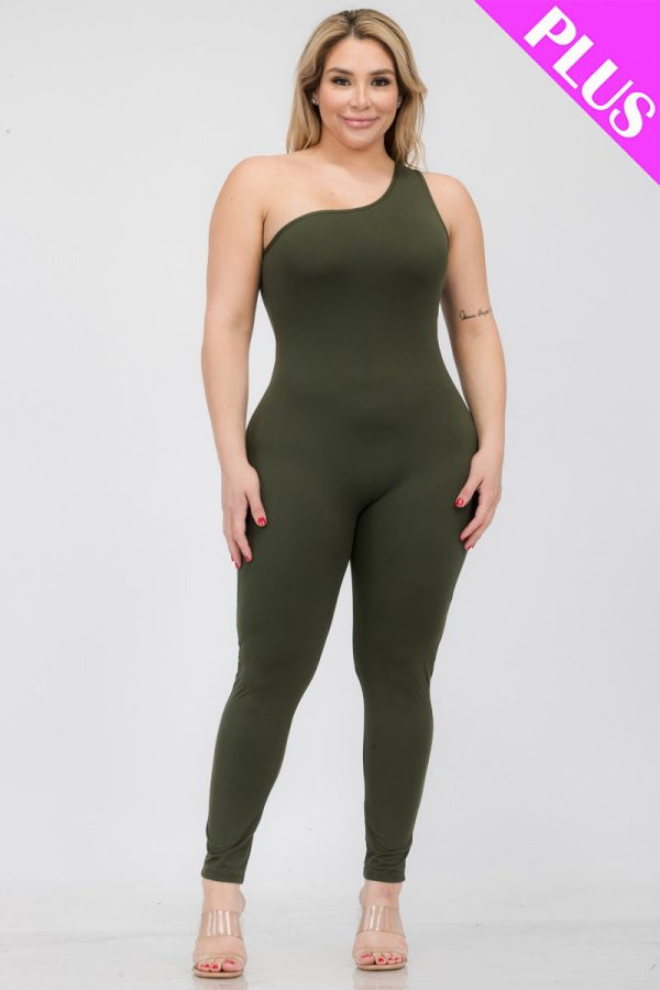 Plus Size Solid Color One Shoulder Jumpsuit (CAPELLA) - Image 20