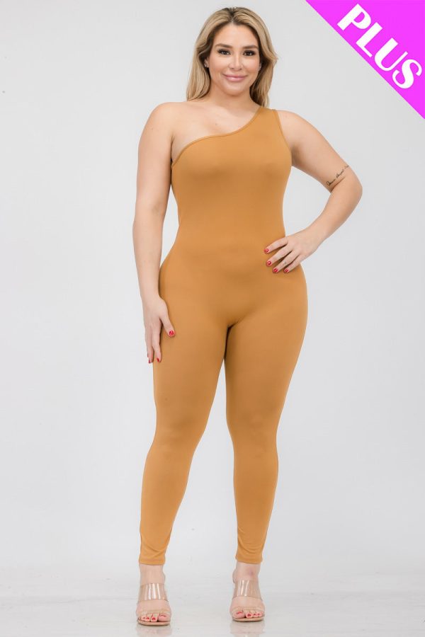 Plus Size Solid Color One Shoulder Jumpsuit (CAPELLA) - Image 7