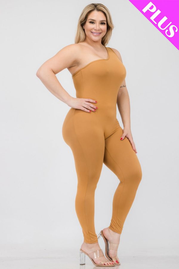 Plus Size Solid Color One Shoulder Jumpsuit (CAPELLA) - Image 2