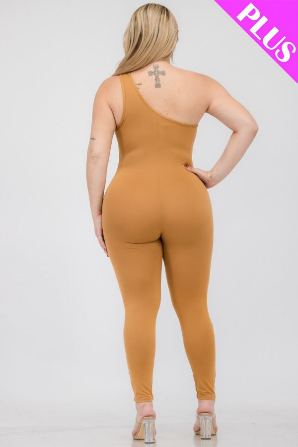 Plus Size Solid Color One Shoulder Jumpsuit (CAPELLA) - Image 3