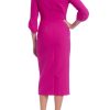 Badgley Mischka Boat Neck Split Tulip 3/4 Sleeves Fit Pencil Skirt Sheath Dress - Image 2