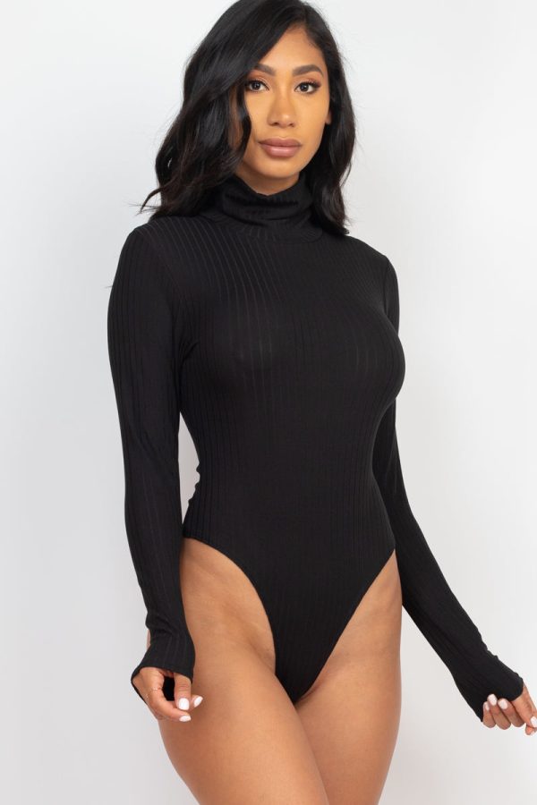 Ribbed Turtle Neck Long Sleeve Bodysuit (CAPELLA) - Image 2