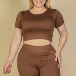Plus Size Short Sleeve Crop Top & Shorts Set (CAPELLA)