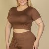 Plus Size Short Sleeve Crop Top & Shorts Set (CAPELLA) - Image 2