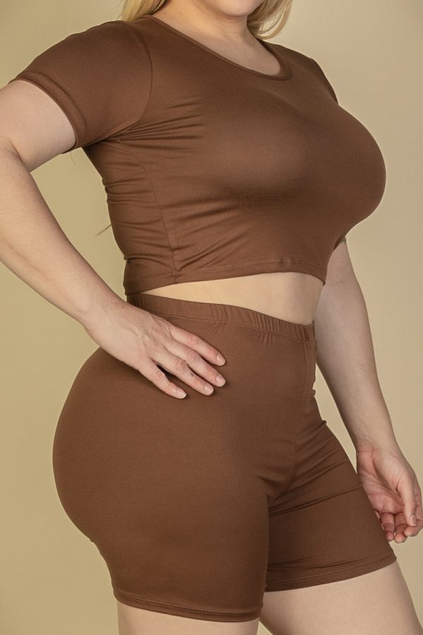Plus Size Short Sleeve Crop Top & Shorts Set (CAPELLA) - Image 4