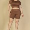 Plus Size Short Sleeve Crop Top & Shorts Set (CAPELLA) - Image 5