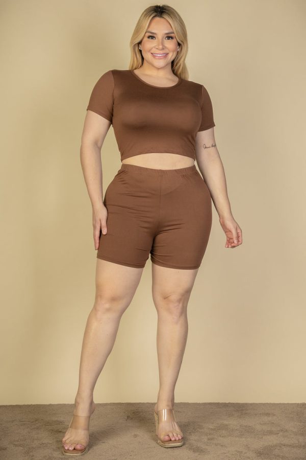 Plus Size Short Sleeve Crop Top & Shorts Set (CAPELLA) - Image 5