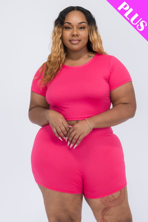 Plus Size Short Sleeve Crop Top & Shorts Set (CAPELLA) - Image 14
