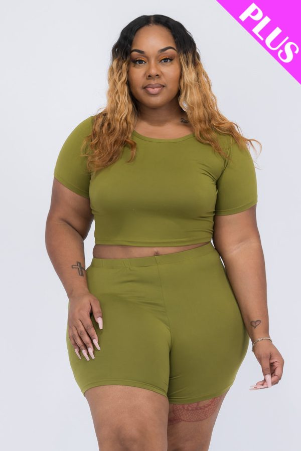 Plus Size Short Sleeve Crop Top & Shorts Set (CAPELLA) - Image 19
