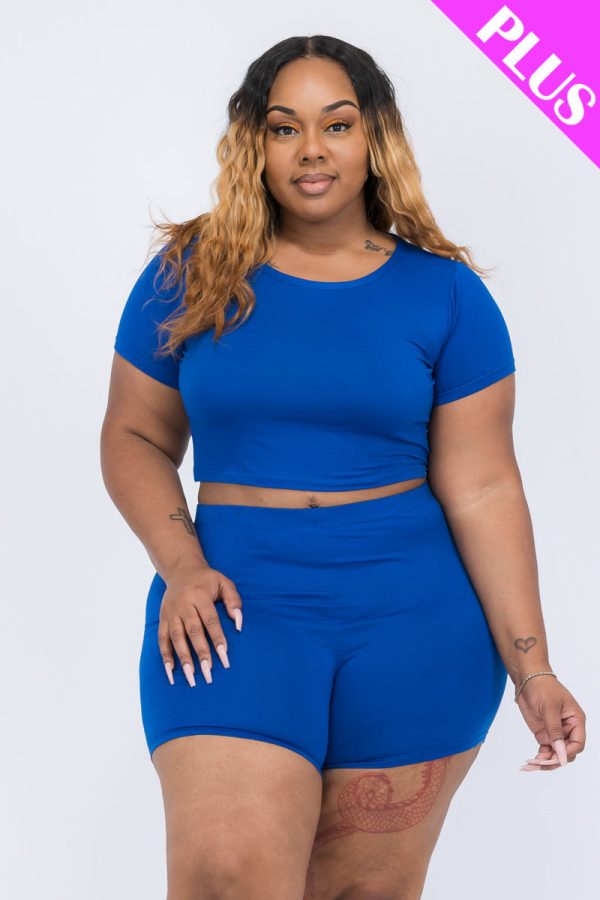 Plus Size Short Sleeve Crop Top & Shorts Set (CAPELLA) - Image 25