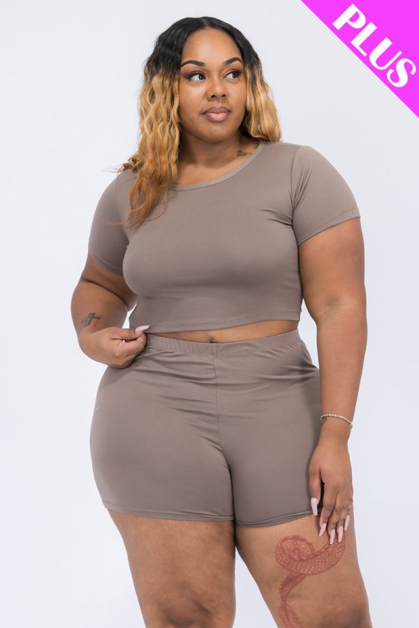 Plus Size Short Sleeve Crop Top & Shorts Set (CAPELLA) - Image 29