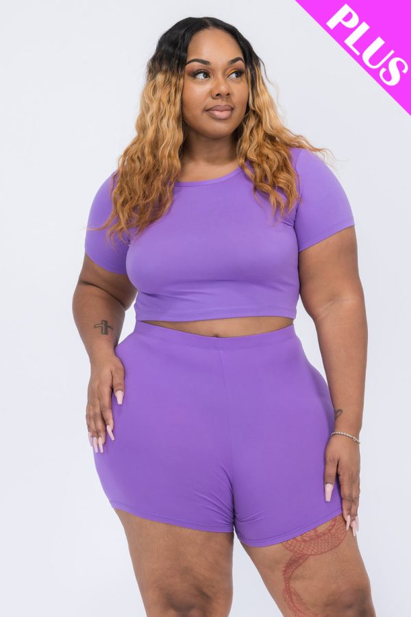 Plus Size Short Sleeve Crop Top & Shorts Set (CAPELLA) - Image 31