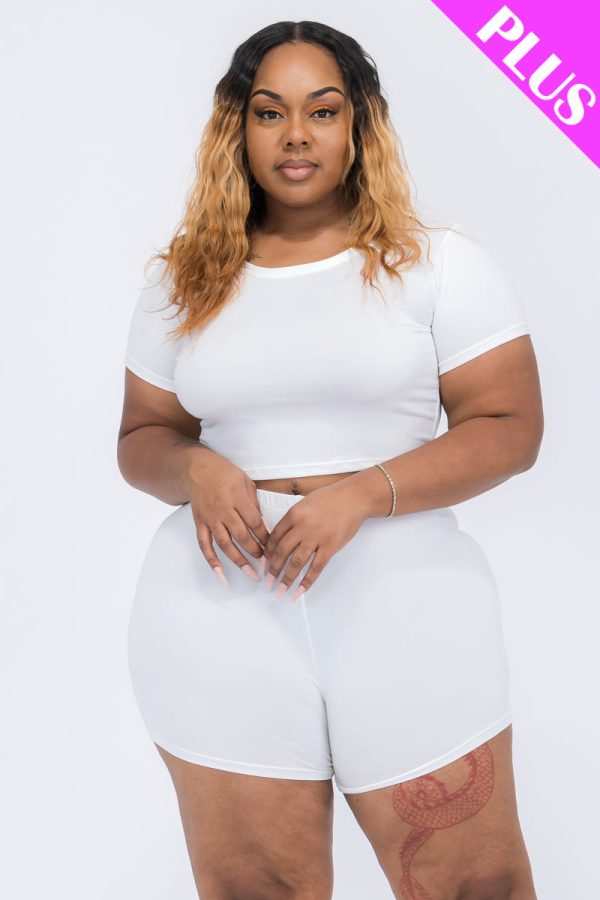 Plus Size Short Sleeve Crop Top & Shorts Set (CAPELLA) - Image 35