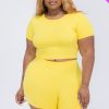 Plus Size Short Sleeve Crop Top & Shorts Set (CAPELLA) - Image 37