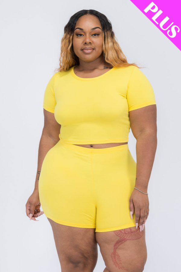 Plus Size Short Sleeve Crop Top & Shorts Set (CAPELLA) - Image 38