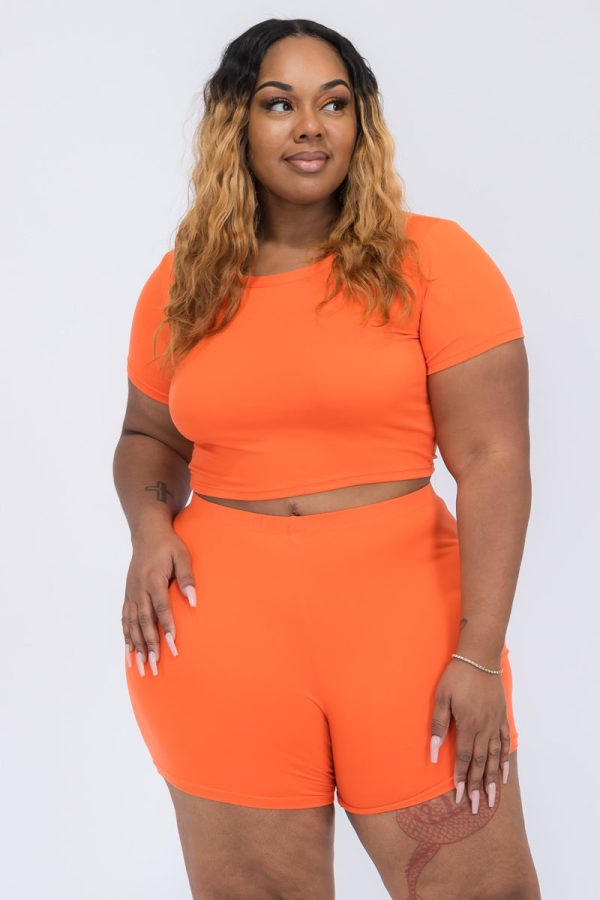 Plus Size Short Sleeve Crop Top & Shorts Set (CAPELLA) - Image 23