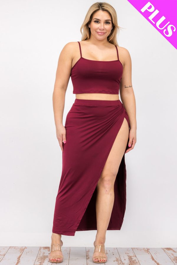 Plus Size Crop Cami & Split Thigh Maxi Skirt Set (CAPELLA) - Image 11