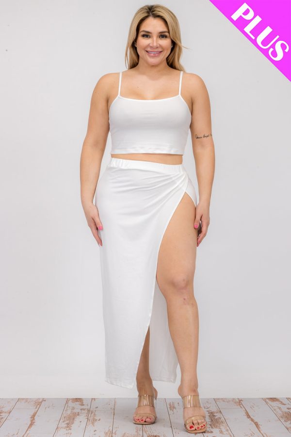 Plus Size Crop Cami & Split Thigh Maxi Skirt Set (CAPELLA) - Image 22