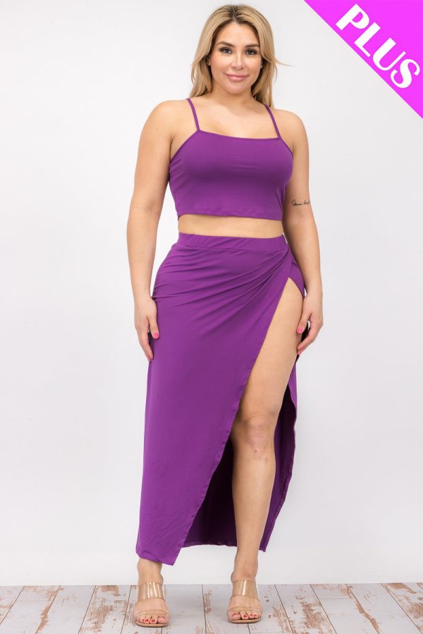 Plus Size Crop Cami & Split Thigh Maxi Skirt Set (CAPELLA) - Image 5