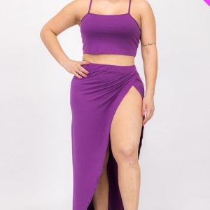 Plus Size Crop Cami & Split Thigh Maxi Skirt Set (CAPELLA)