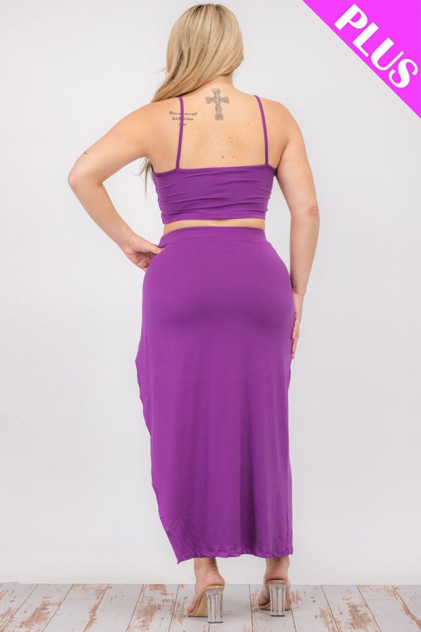 Plus Size Crop Cami & Split Thigh Maxi Skirt Set (CAPELLA) - Image 3