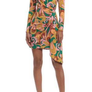 Donna Morgan Long Sleeve Side Drape Dress