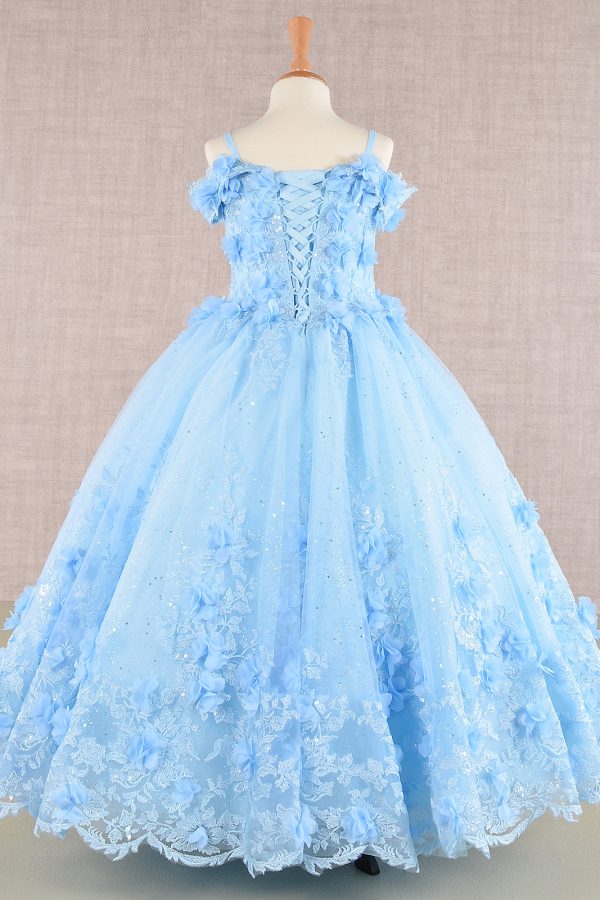 3D Floral Applique Embellished Glitter Embroidery Mesh Quinceanera Kids Dress GLGK110 - Image 2