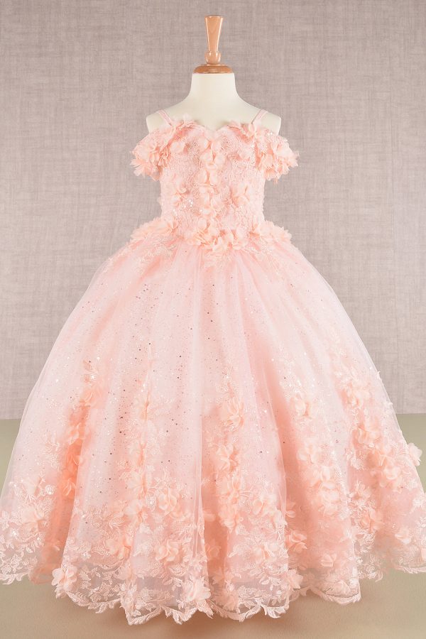 3D Floral Applique Embellished Glitter Embroidery Mesh Quinceanera Kids Dress GLGK110 - Image 19
