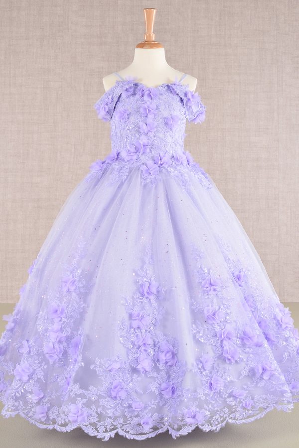 3D Floral Applique Embellished Glitter Embroidery Mesh Quinceanera Kids Dress GLGK110 - Image 21
