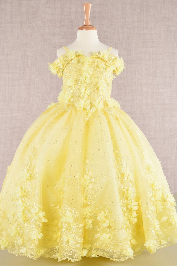 3D Floral Applique Embellished Glitter Embroidery Mesh Quinceanera Kids Dress GLGK110 - Image 36