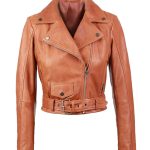 Gina Womens Quilty Short Biker Leather Jacket