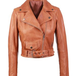 Gina Womens Quilty Short Biker Leather Jacket