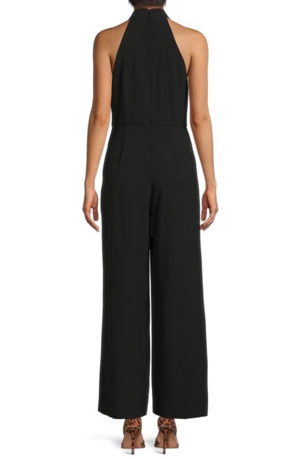 Julia Jordan Stretch Criss Cross Halter Neckline Sleeveless Crepe Jumpsuit With Pockets - Wholesale - Image 2