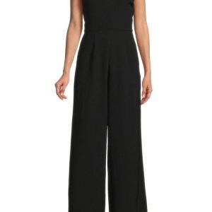 Julia Jordan Stretch Criss Cross Halter Neckline Sleeveless Crepe Jumpsuit With Pockets - Wholesale