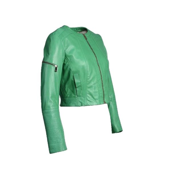Minty Womens Short Leather Jacket - Image 2
