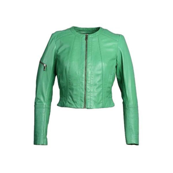 Minty Womens Short Leather Jacket - Image 9