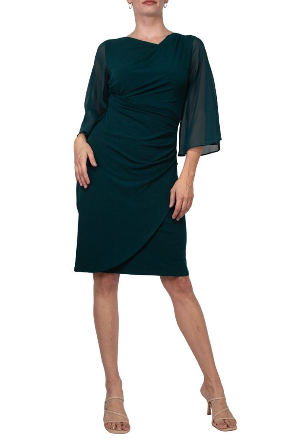 Connected Apparel Asymmetrical Neck Flutter Sleeve Chiffon Dress - Image 12