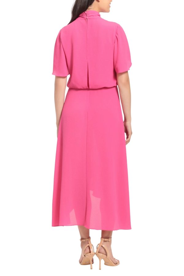 London Times Side Tie Flutter Sleeve Blouson Midi Dress - Image 2