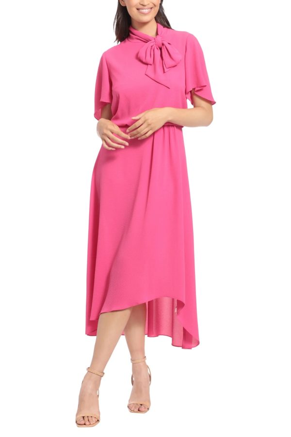 London Times Side Tie Flutter Sleeve Blouson Midi Dress - Image 4