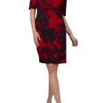 Connected Apparel Bateau Neck Quarter Sleeve Jersey Sheath Dress