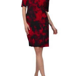 Connected Apparel Bateau Neck Quarter Sleeve Jersey Sheath Dress
