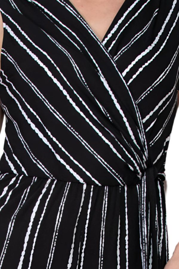 Connected Apparel Surplice Neck Sleeveless Faux Tie Side Jersey Jumpsuit - Image 4