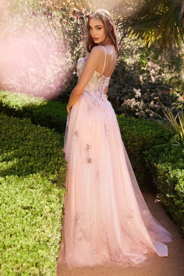 A-Line Off Shoulder 3D Floral Tulle Skirt Long Prom Dress CDA1330 - Image 2