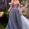 Strapless Beaded Bow Sleeves Accessories Illusion Sweetheart Long Ball Dress CDA1338 - Image 2