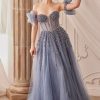 Strapless Beaded Bow Sleeves Accessories Illusion Sweetheart Long Ball Dress CDA1338 - Image 3