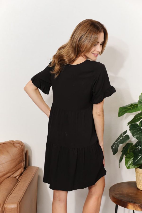 Double Take V-Neck Flounce Sleeve Tiered Dress - Image 4