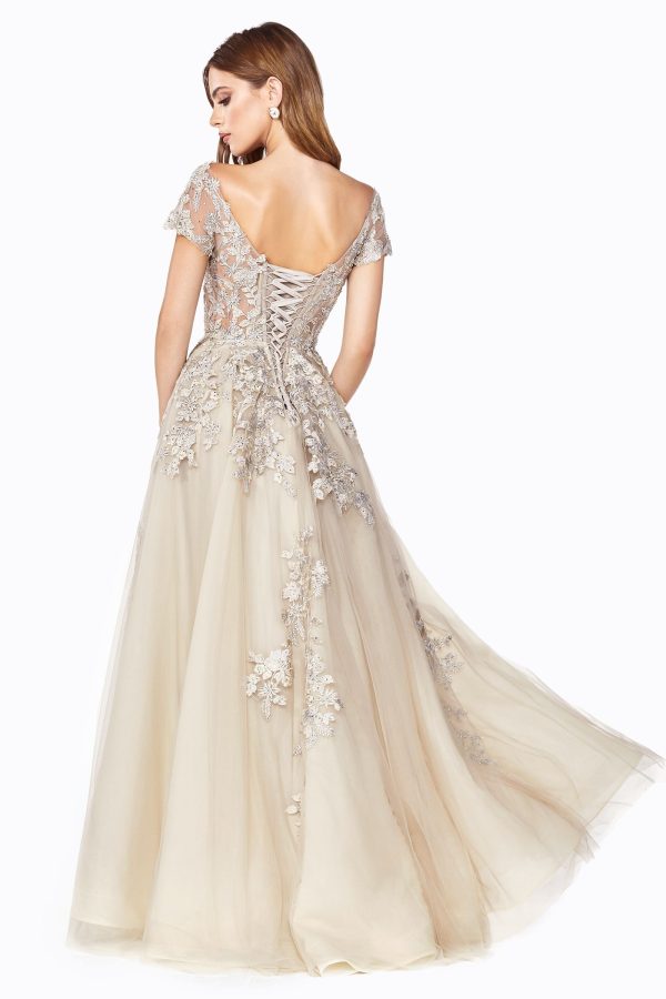 A-line Embellished Bodice Tulle Layered Skirt Laced Corset Prom & Bridesmaid Dress CDC20 - Image 2