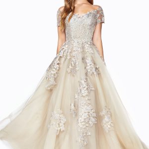 A-line Embellished Bodice Tulle Layered Skirt Laced Corset Prom & Bridesmaid Dress CDC20
